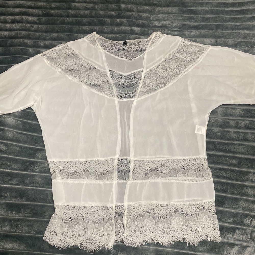 Womens Lacy‎ Short Sleeve Cover UpSize XXL White
